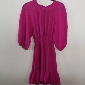 Armani exchange mock neck magenta silk dress petite 0